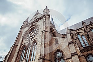 Saint-MartinÃ¢â¬â¢s Church in Arlon, Province of Luxembourg, Belgium. View of the exterior, Neo-gothic style. photo